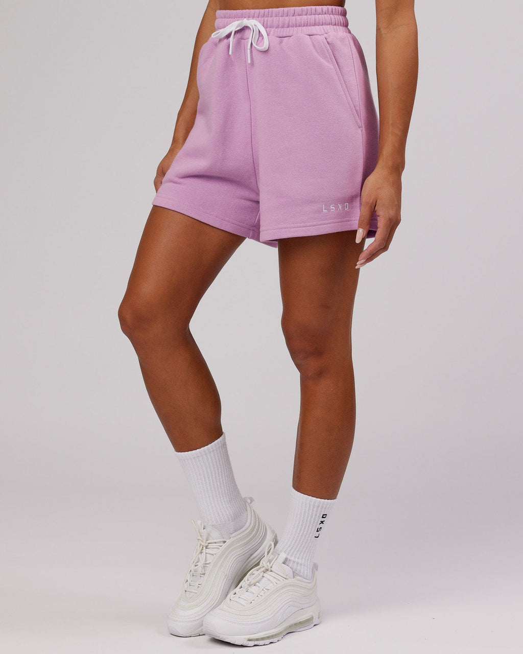 Model wearing Ready Track Short - Lilac