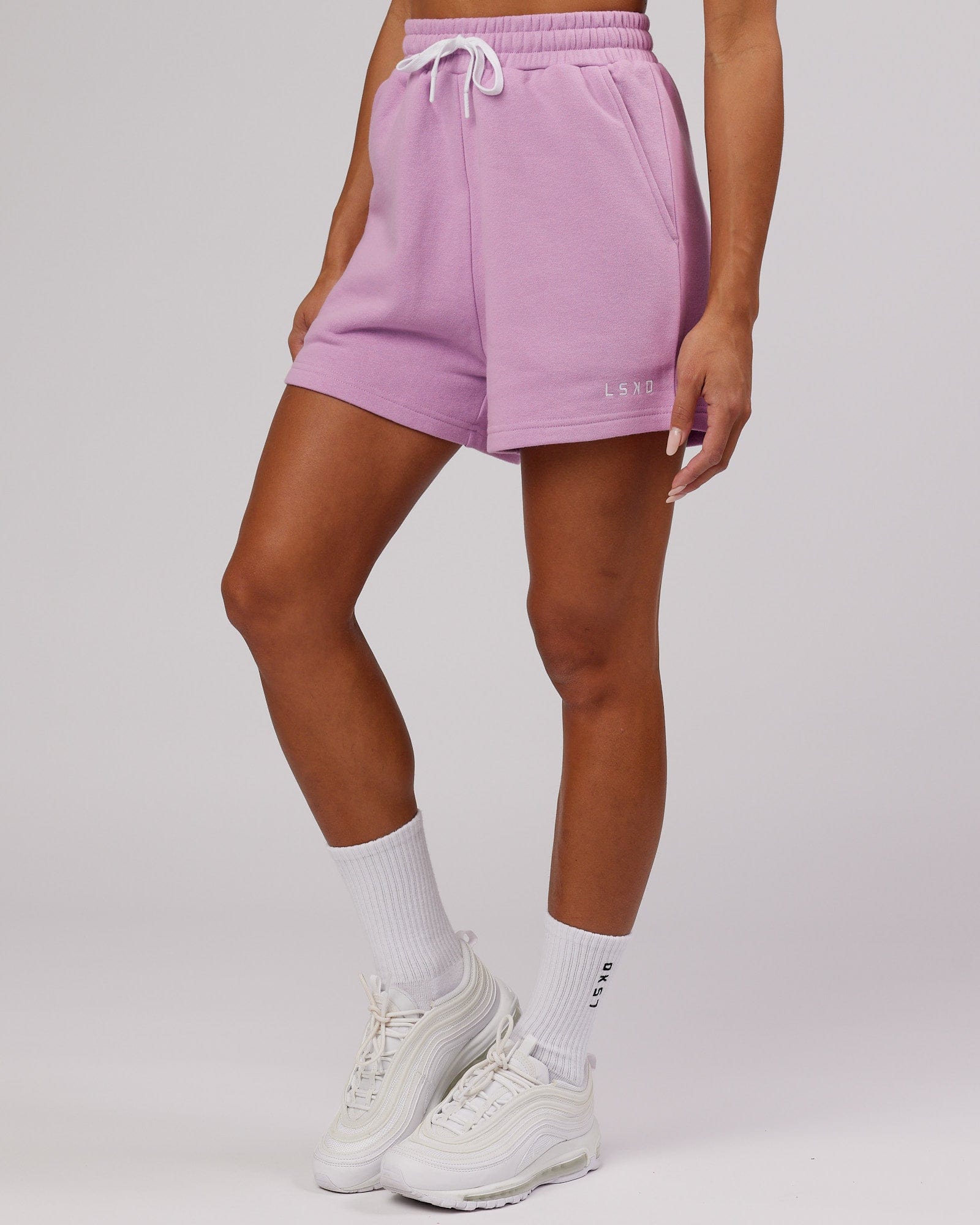 Model wearing Ready Track Short - Lilac