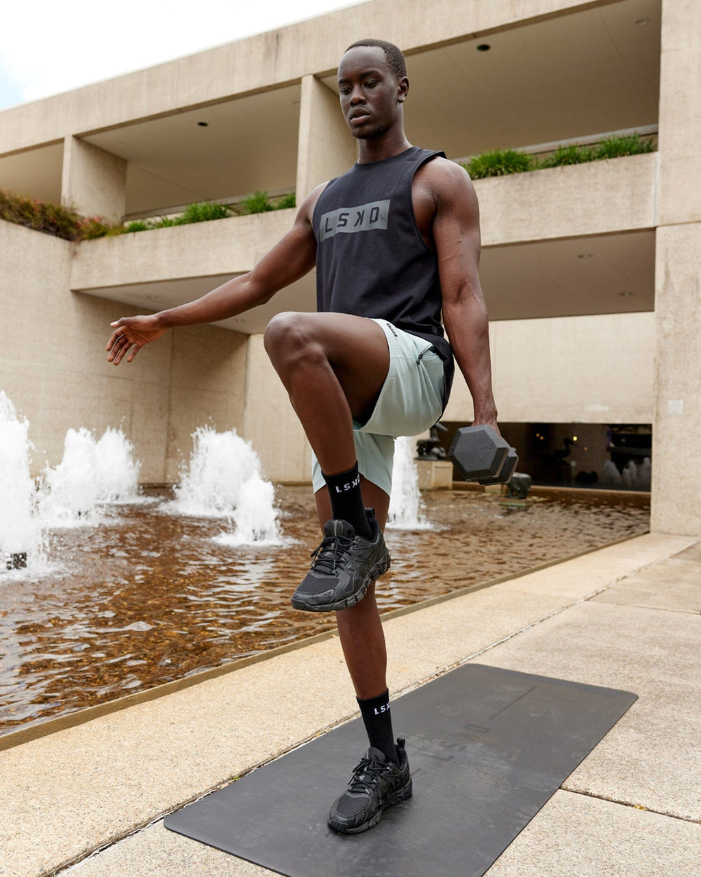 Model wearing Rep 7'' Performance Short - Frost