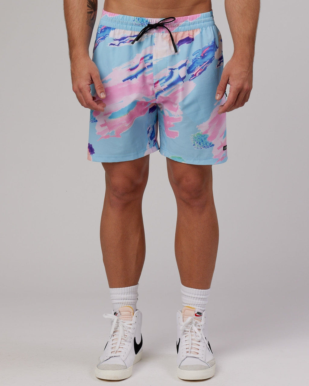 Model wearing Rep 7'' Performance Short - Glitch-Blue
