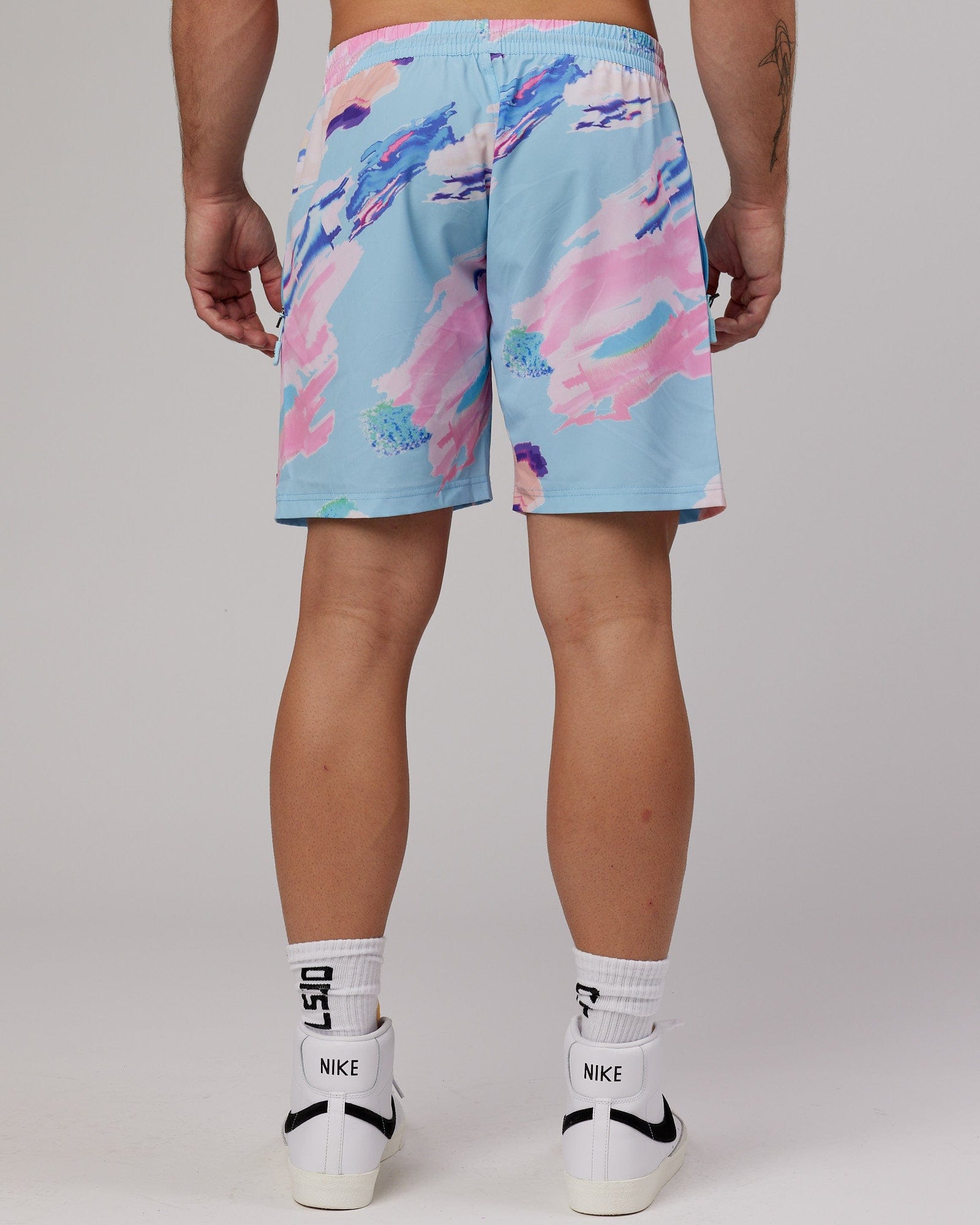 Model wearing Rep 7'' Performance Short - Glitch-Blue