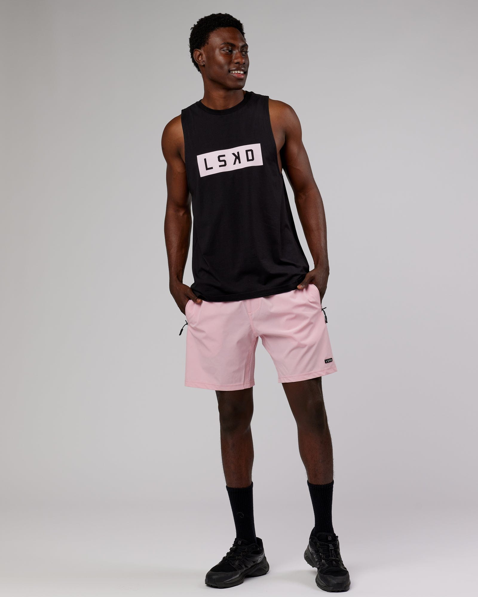 Model wearing Rep 7'' Performance Short - Bleached Mauve