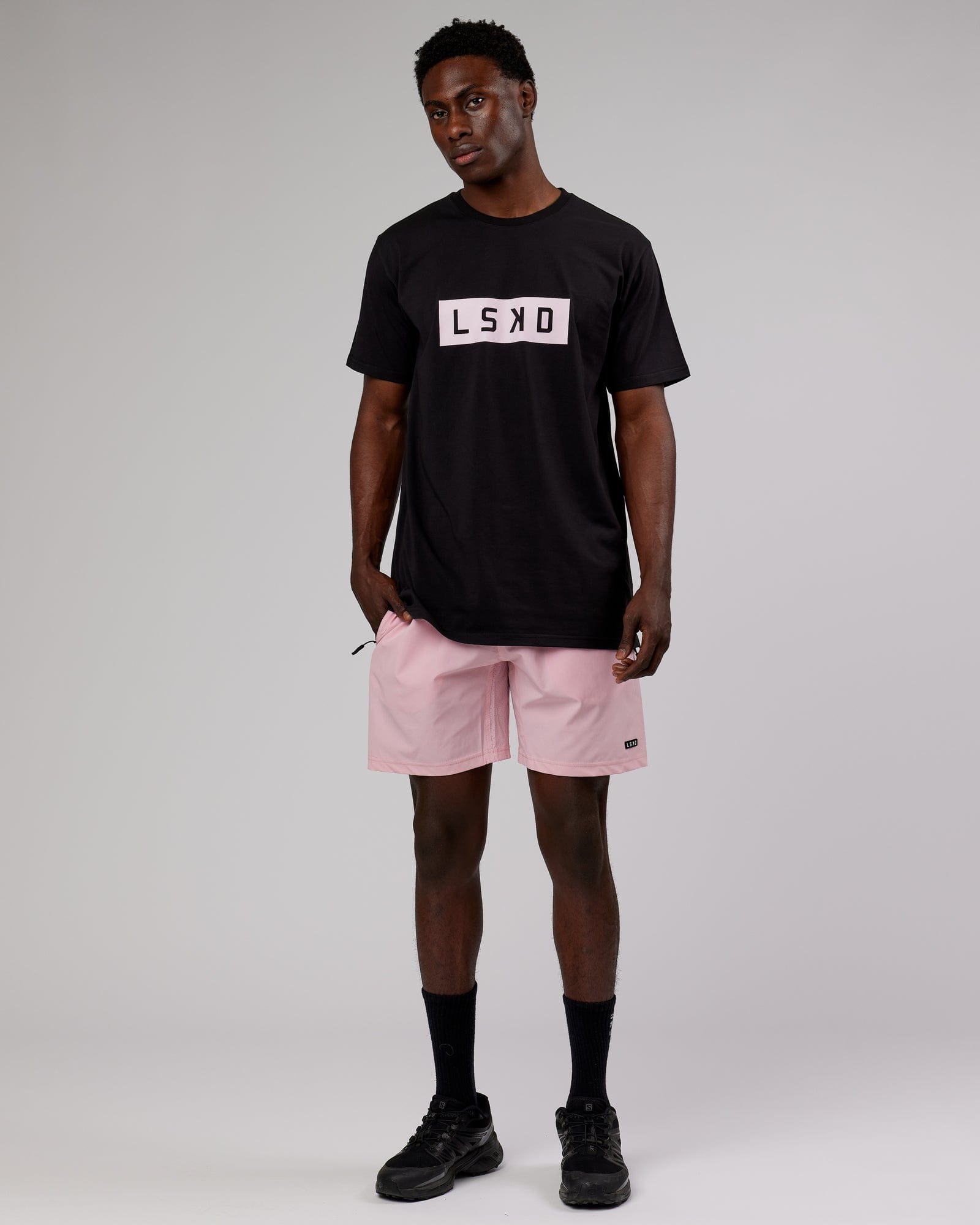 Model wearing Rep 7'' Performance Short - Bleached Mauve