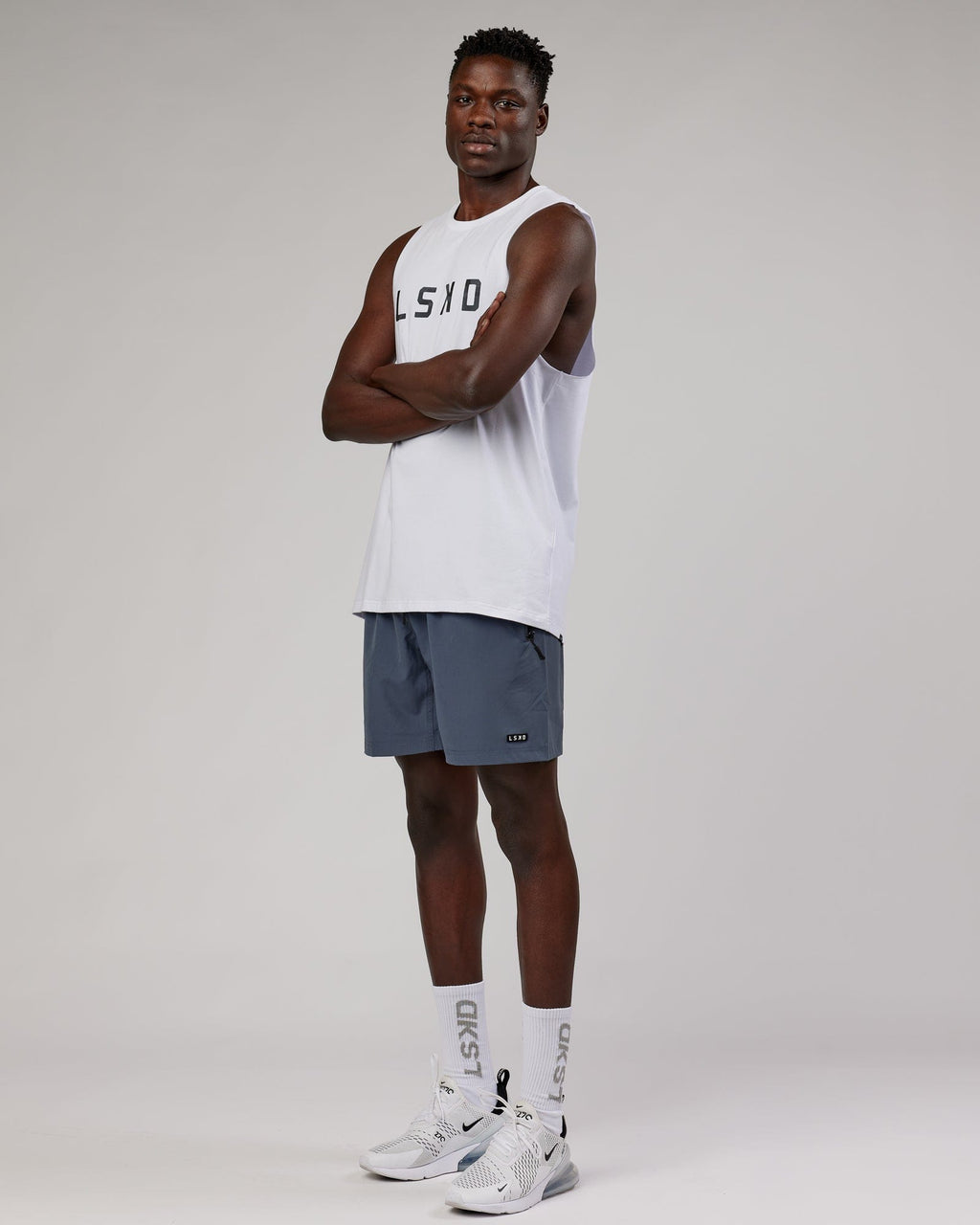 Model wearing Rep 7" Performance Short - Turbulence