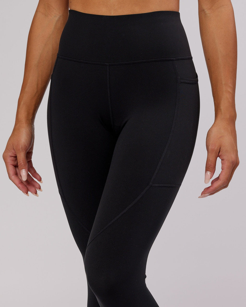 Model wearing Rep 7/8 Length Tight - Black-Lilac