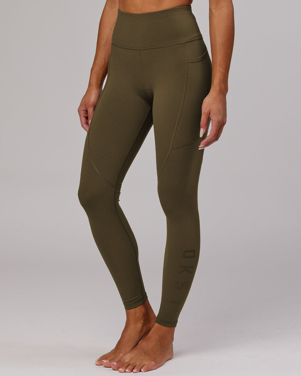 Model wearing Rep Full Length Tight - Army Green