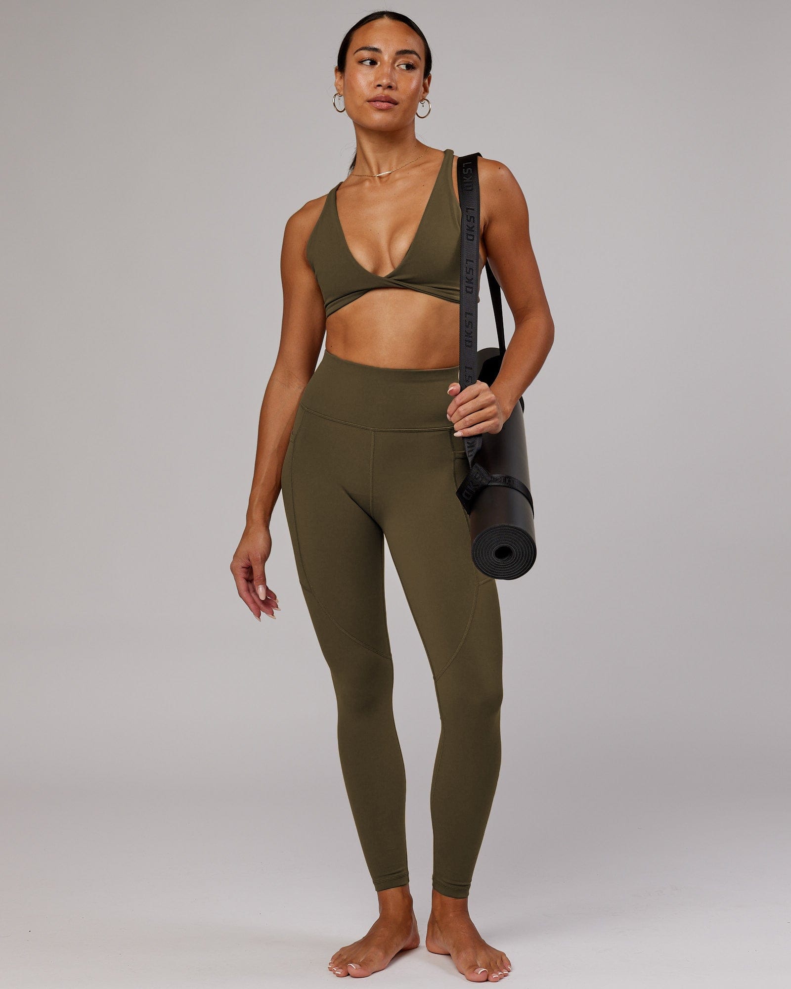 Model wearing Rep Full Length Tight - Army Green