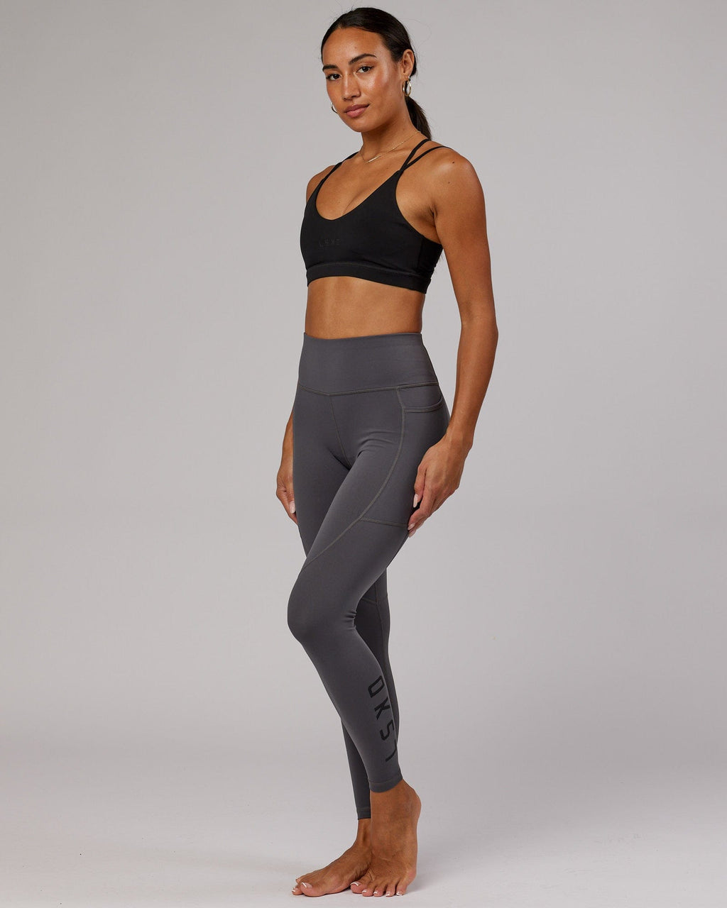 Model wearing Rep Full Length Tight - Asphalt