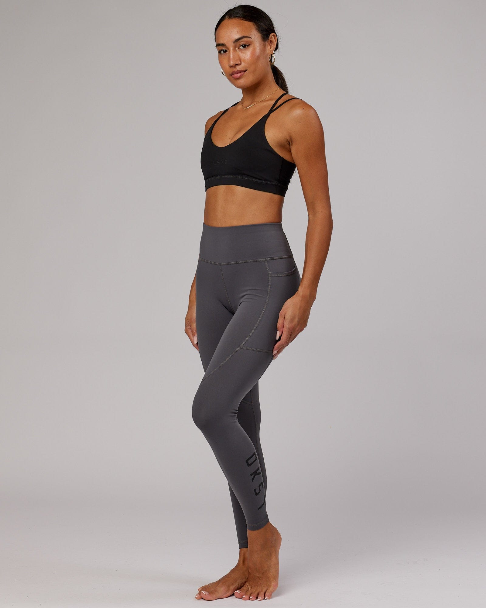 Model wearing Rep Full Length Tight - Asphalt