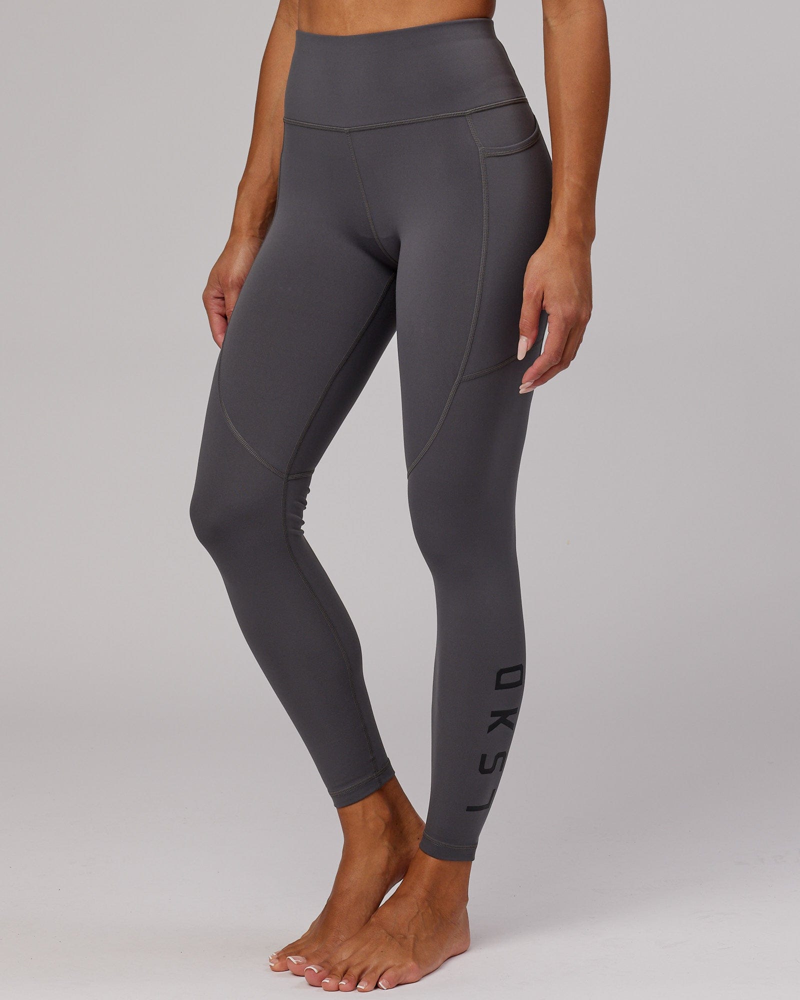 Model wearing Rep Full Length Tight - Asphalt