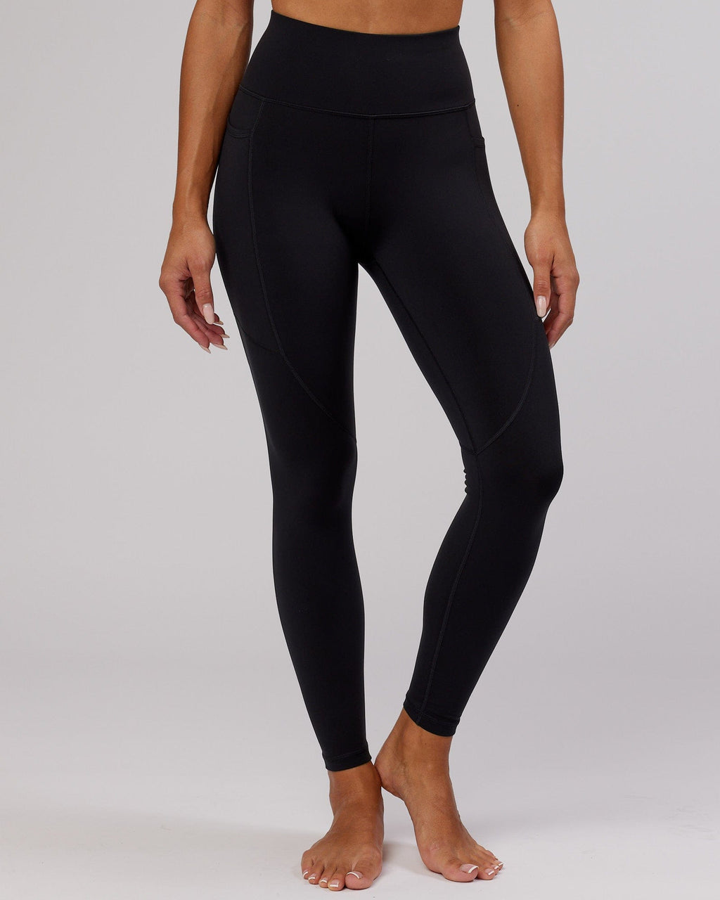 Model wearing Rep Full Length Tight - Black-Cornflower Blue