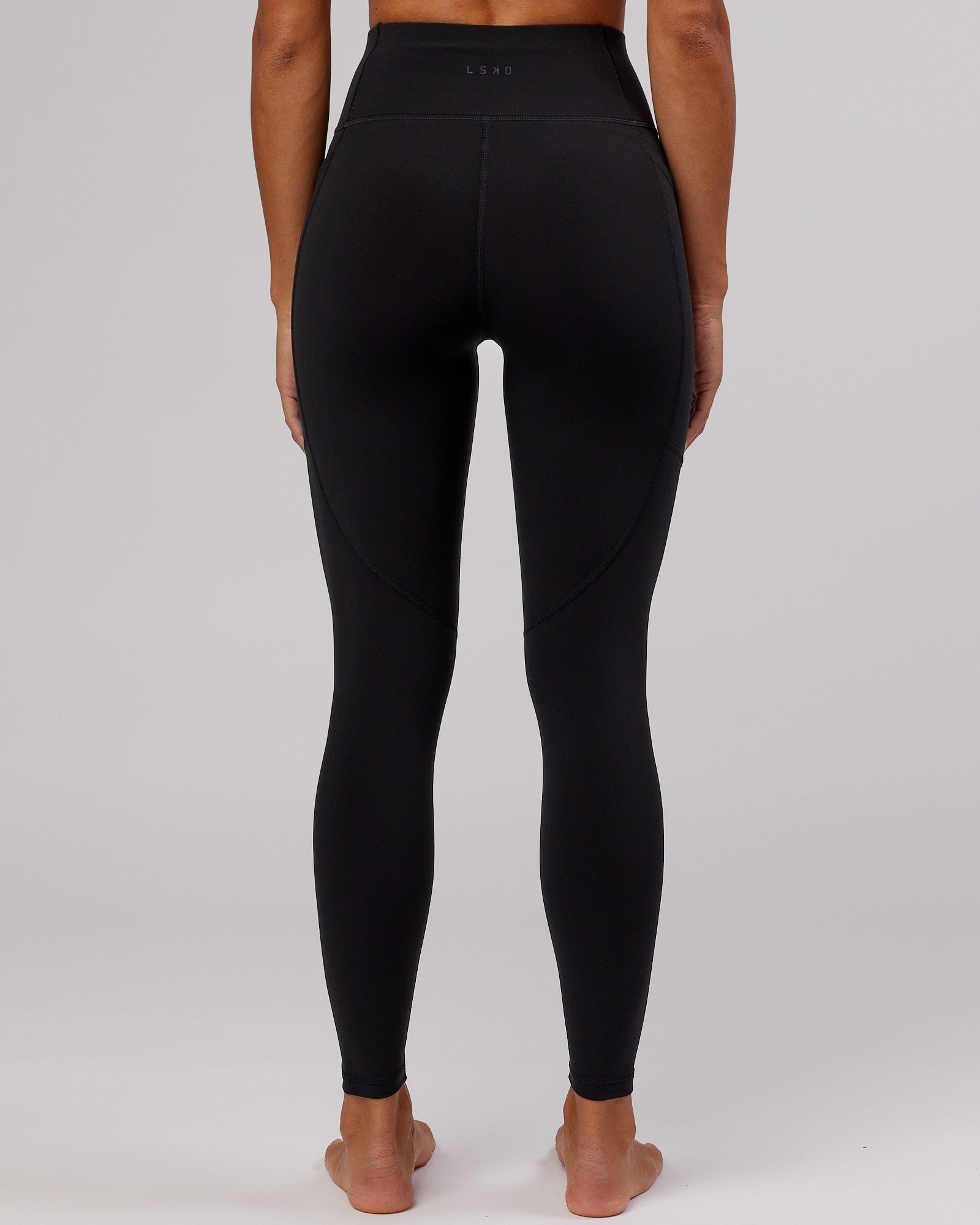 Model wearing Rep Full Length Tight - Black-Flamingo