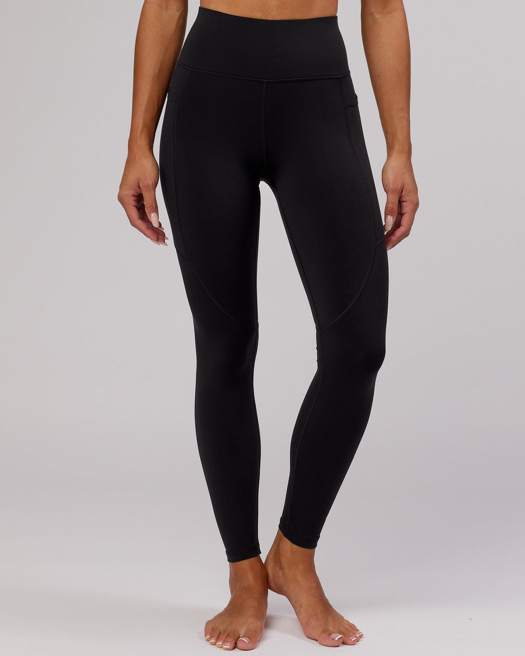 Model wearing Rep Full Length Tight - Black-Flamingo