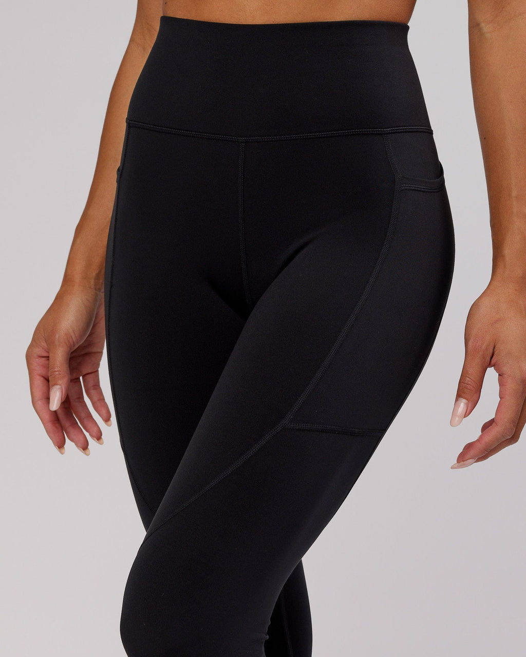 Model wearing Rep Full Length Tight - Black-Hyper Teal