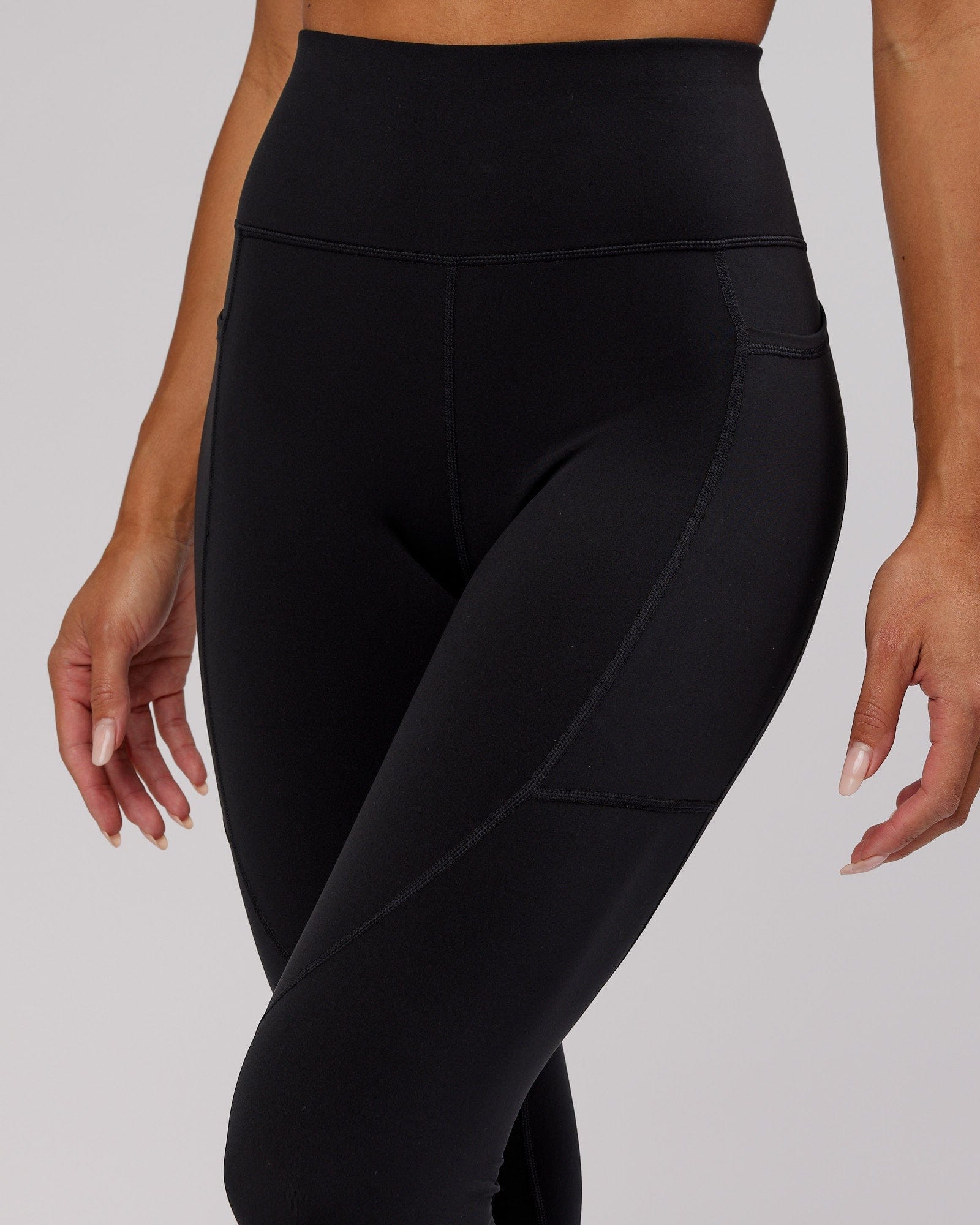 Model wearing Rep Full Length Tight - Black-Hyper Teal