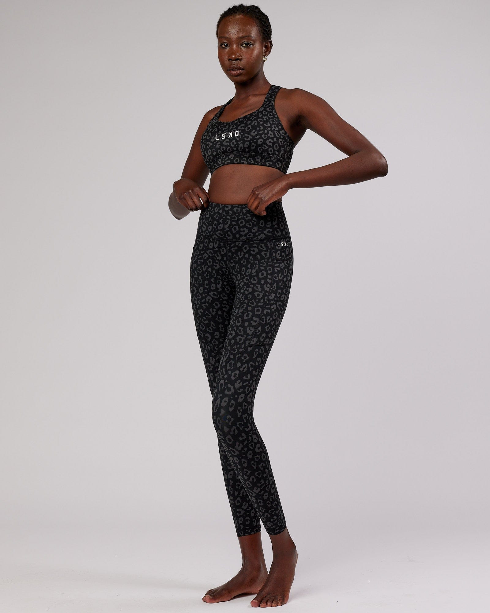 Model wearing Rep Full Length Tight Small Logo - Fever