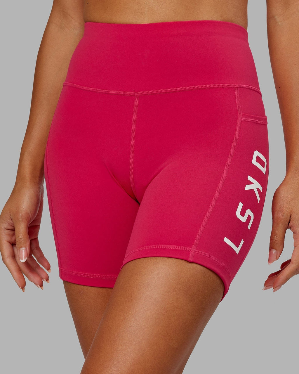 Model wearing Rep Mid Short Tight - Boysenberry