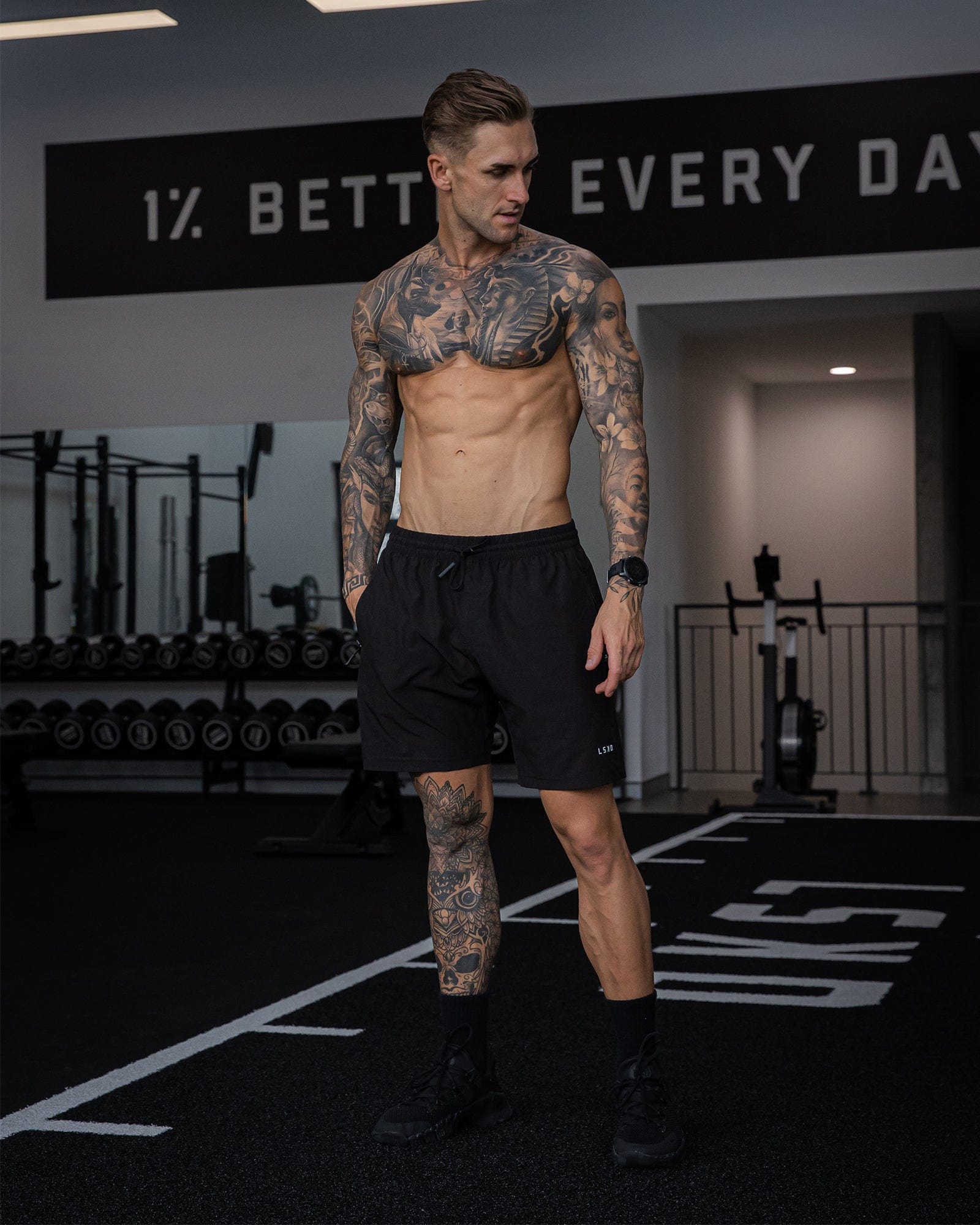 Model wearing Rep 7'' Performance Short - Black