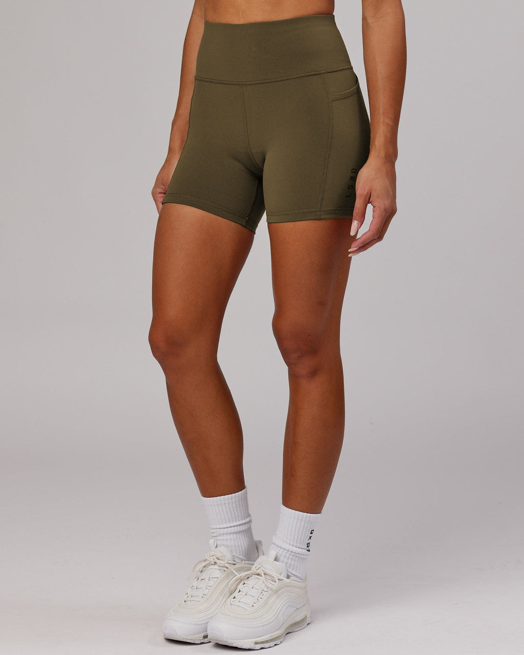 Model wearing Rep X-Short Tight - Army Green