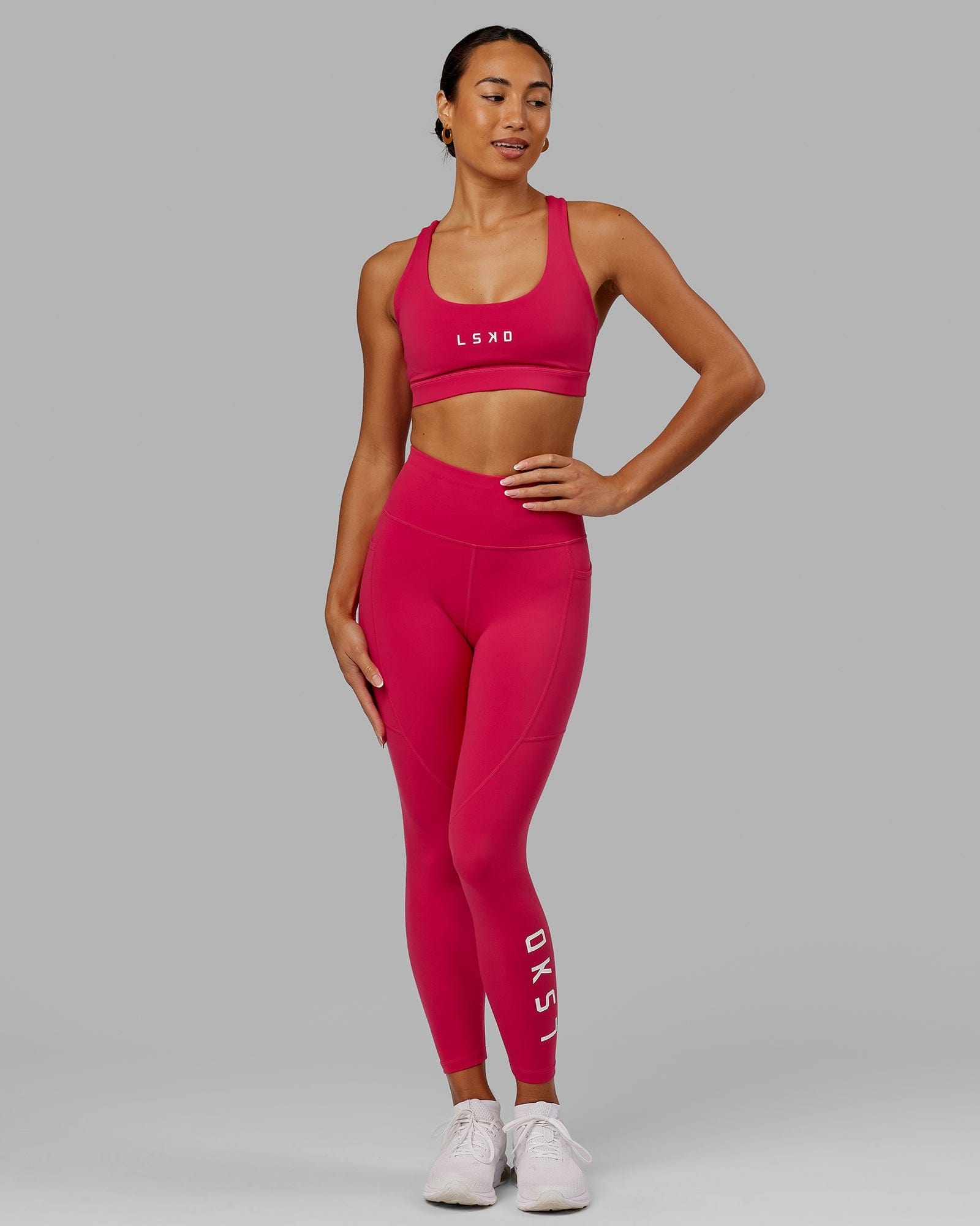 Model wearing Rep 7/8 Length Tight - Boysenberry