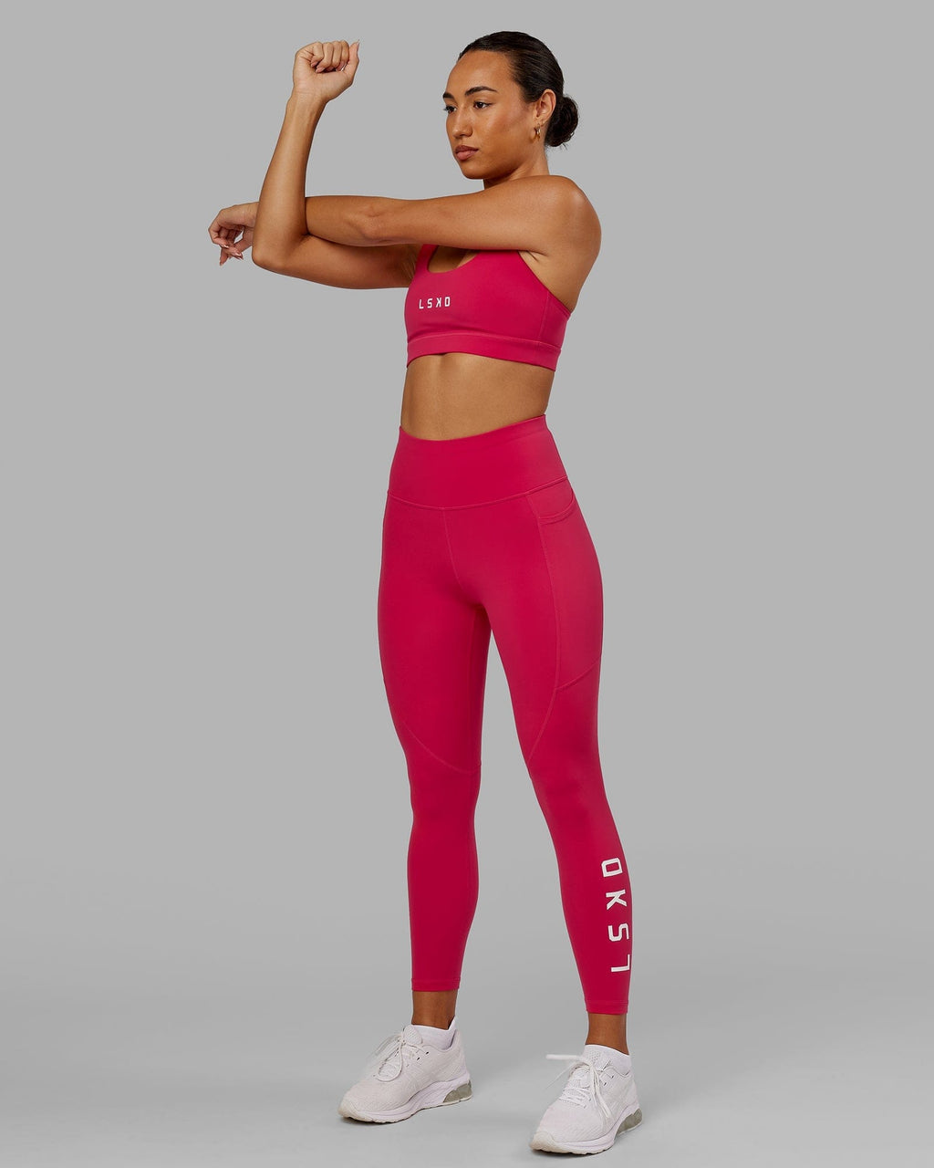 Model wearing Rep 7/8 Length Tight - Boysenberry