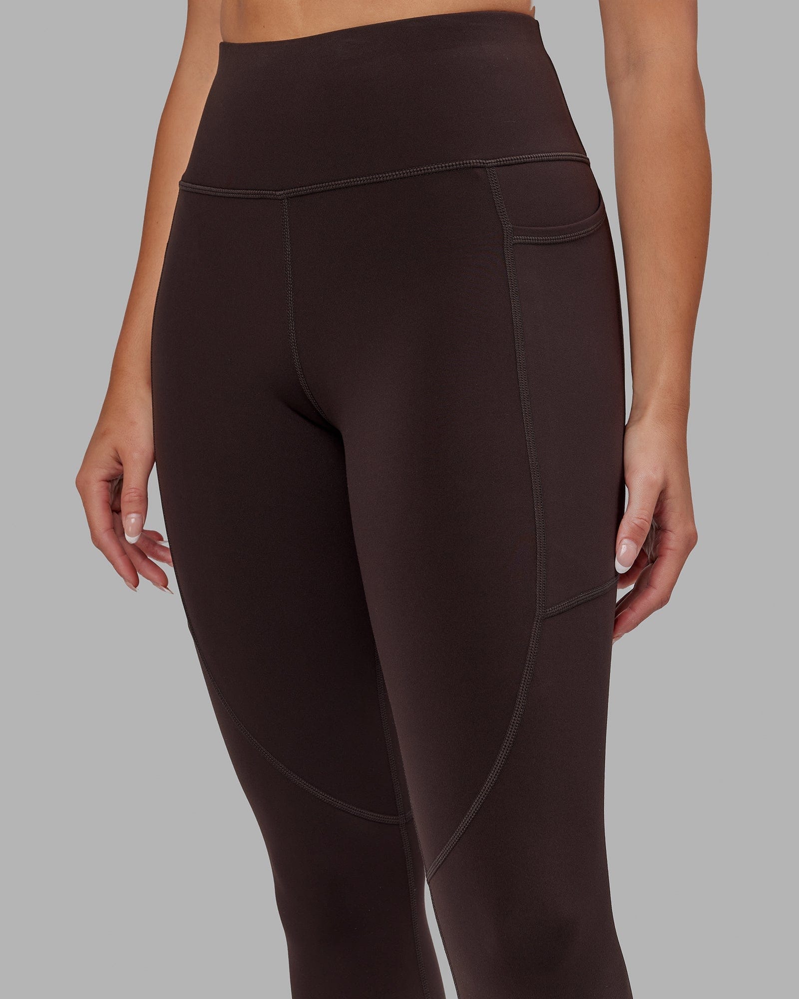 Model wearing Rep 7/8 Length Tight - Dark Walnut