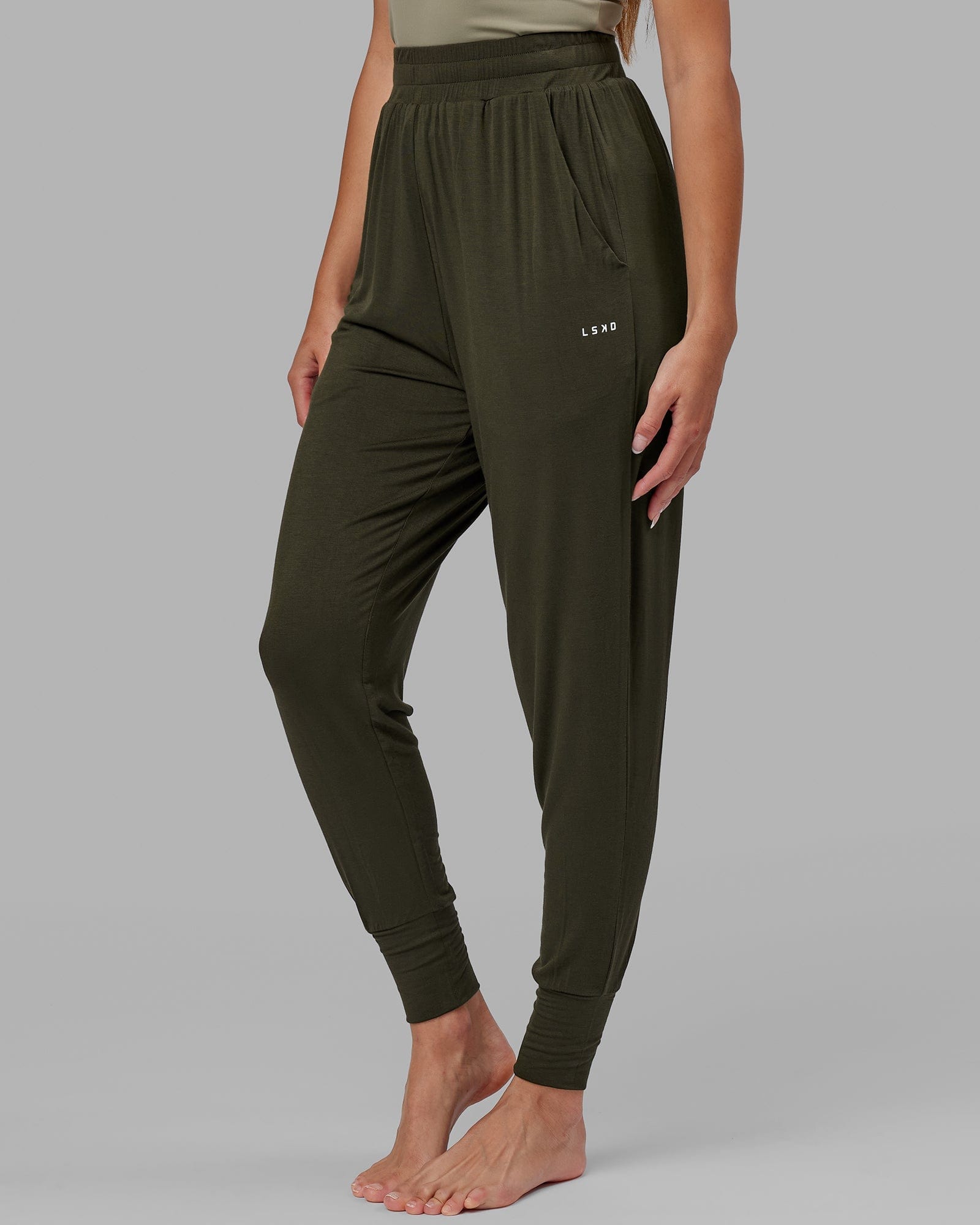 Model wearing Rest and Recover Pant - Forest Night