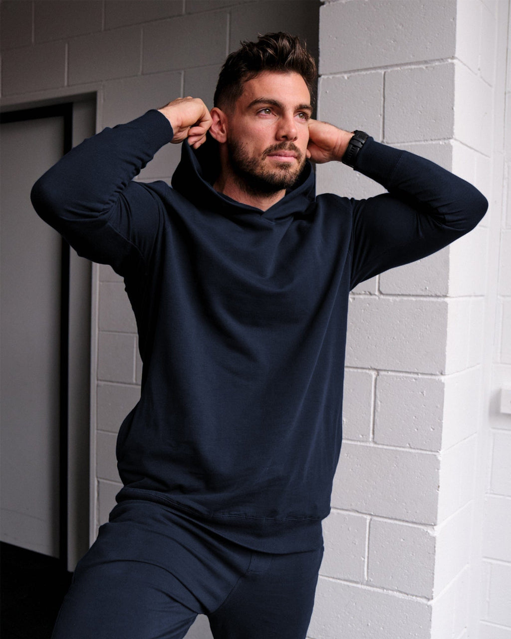 Model wearing Rival FLXFleece Training Fit Hoodie - Carbon