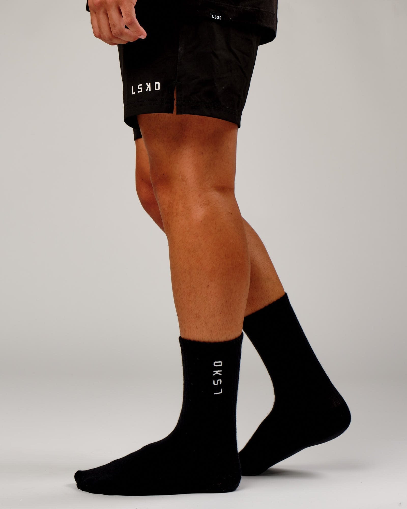 Model wearing 3 Pack Signal Crew Sock - Black
