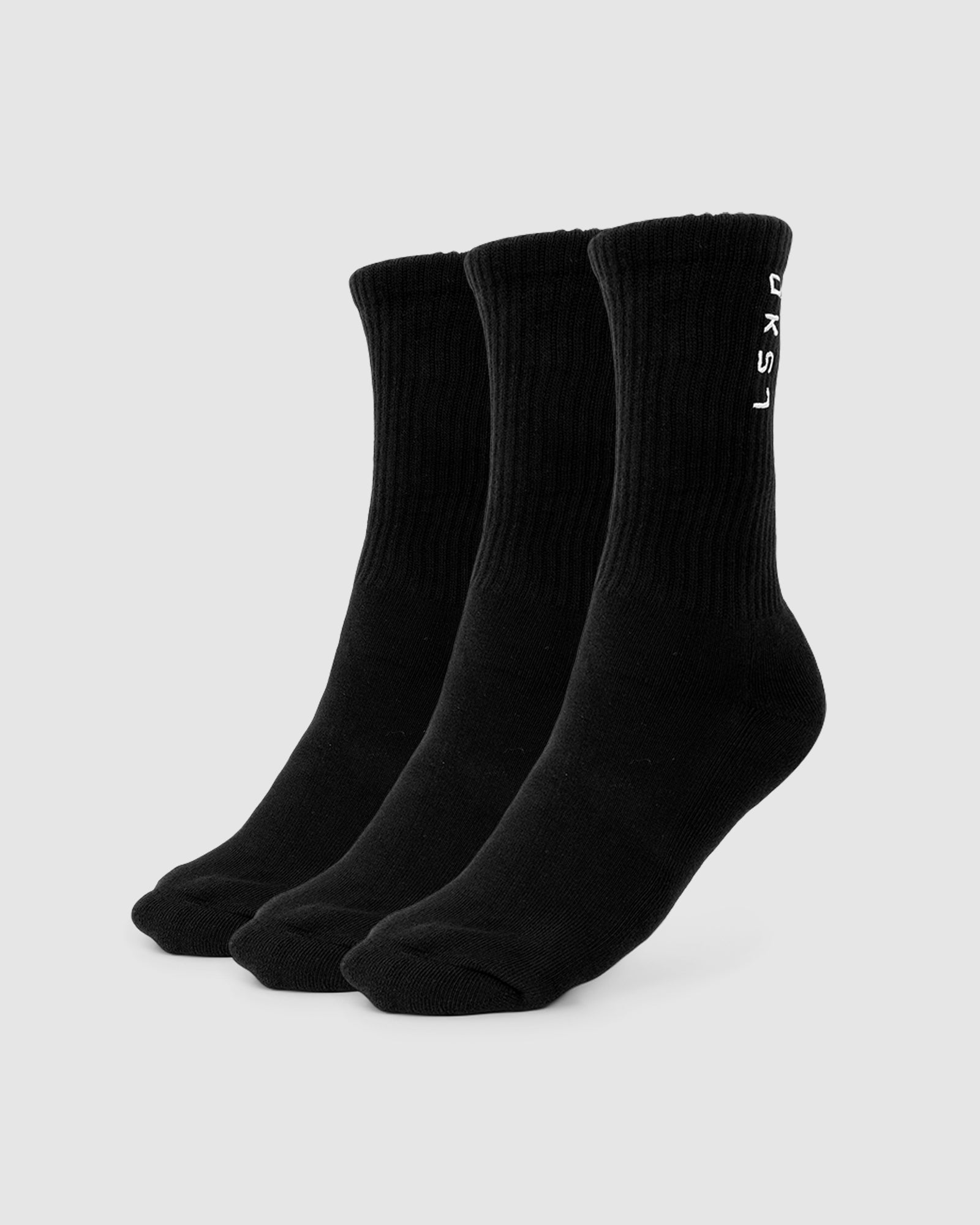Model wearing 3 Pack Signal Crew Sock - Black