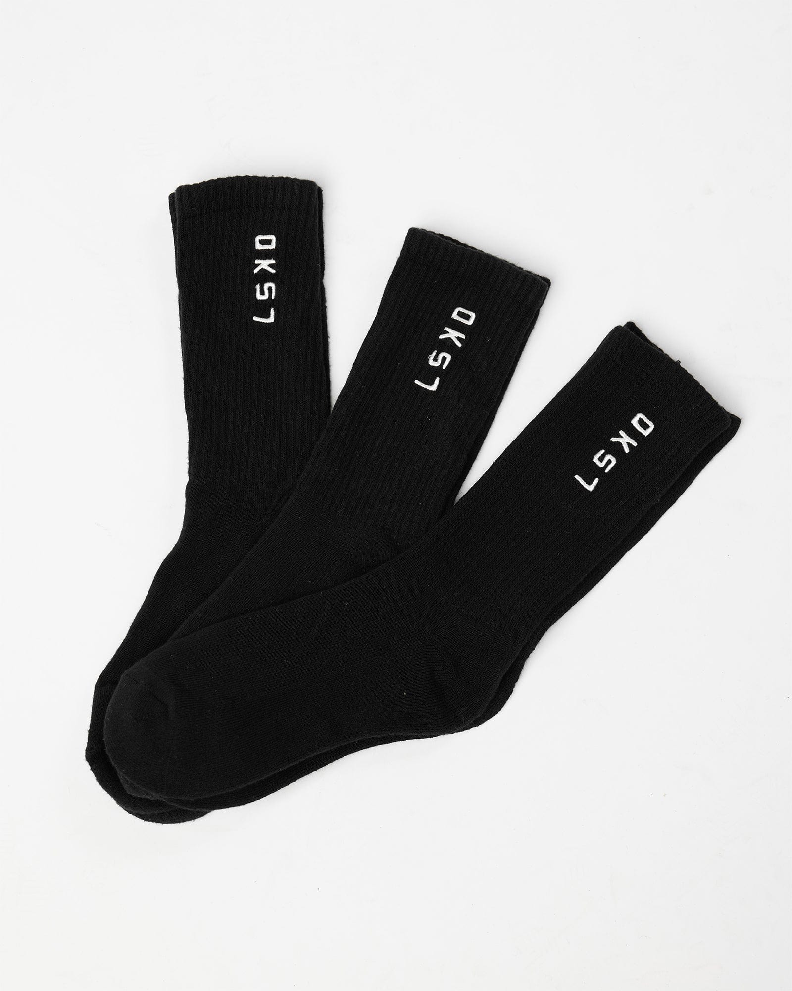 Model wearing 3 Pack Signal Crew Sock - Black