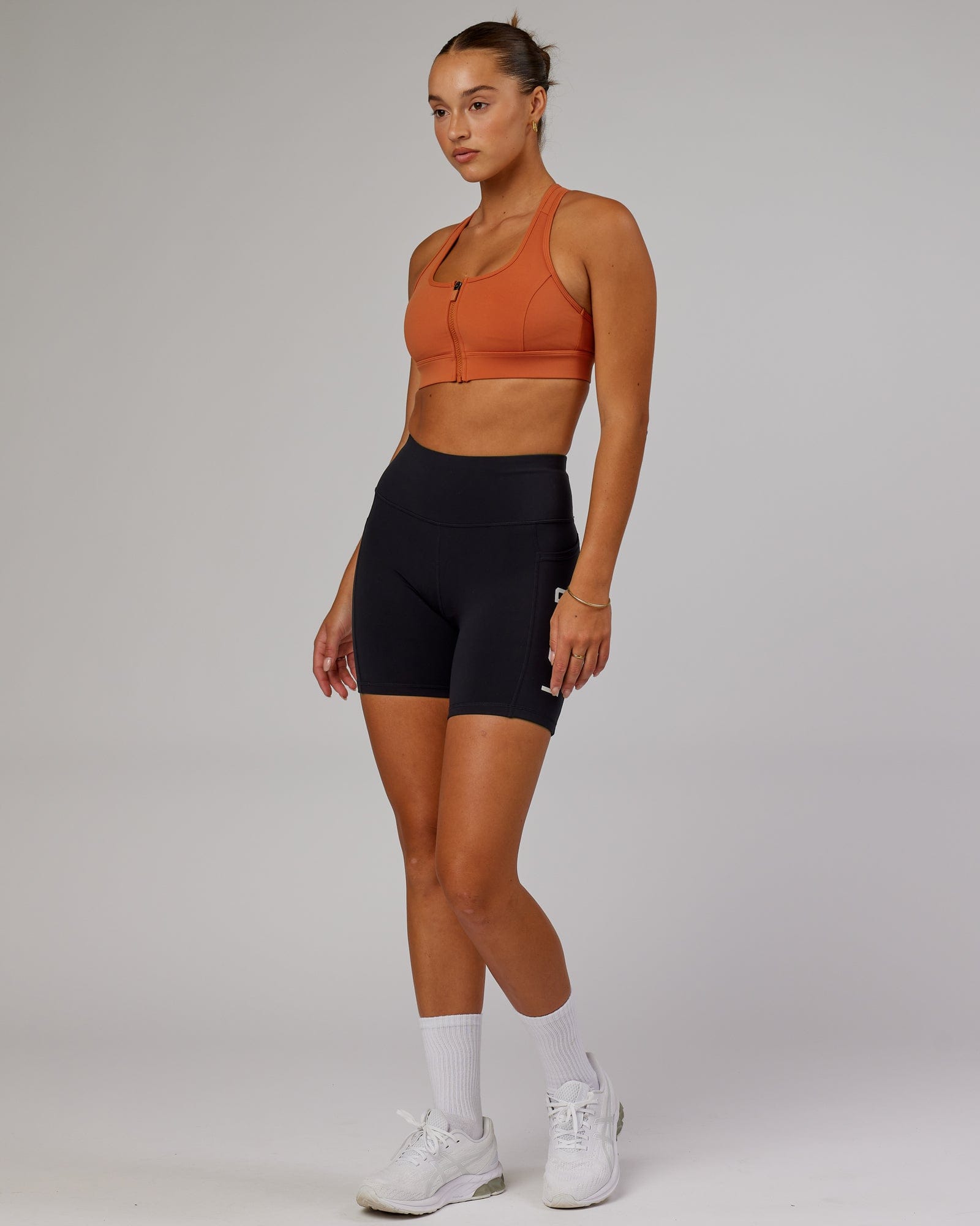 Model wearing Sprint Sports Bra - Auburn