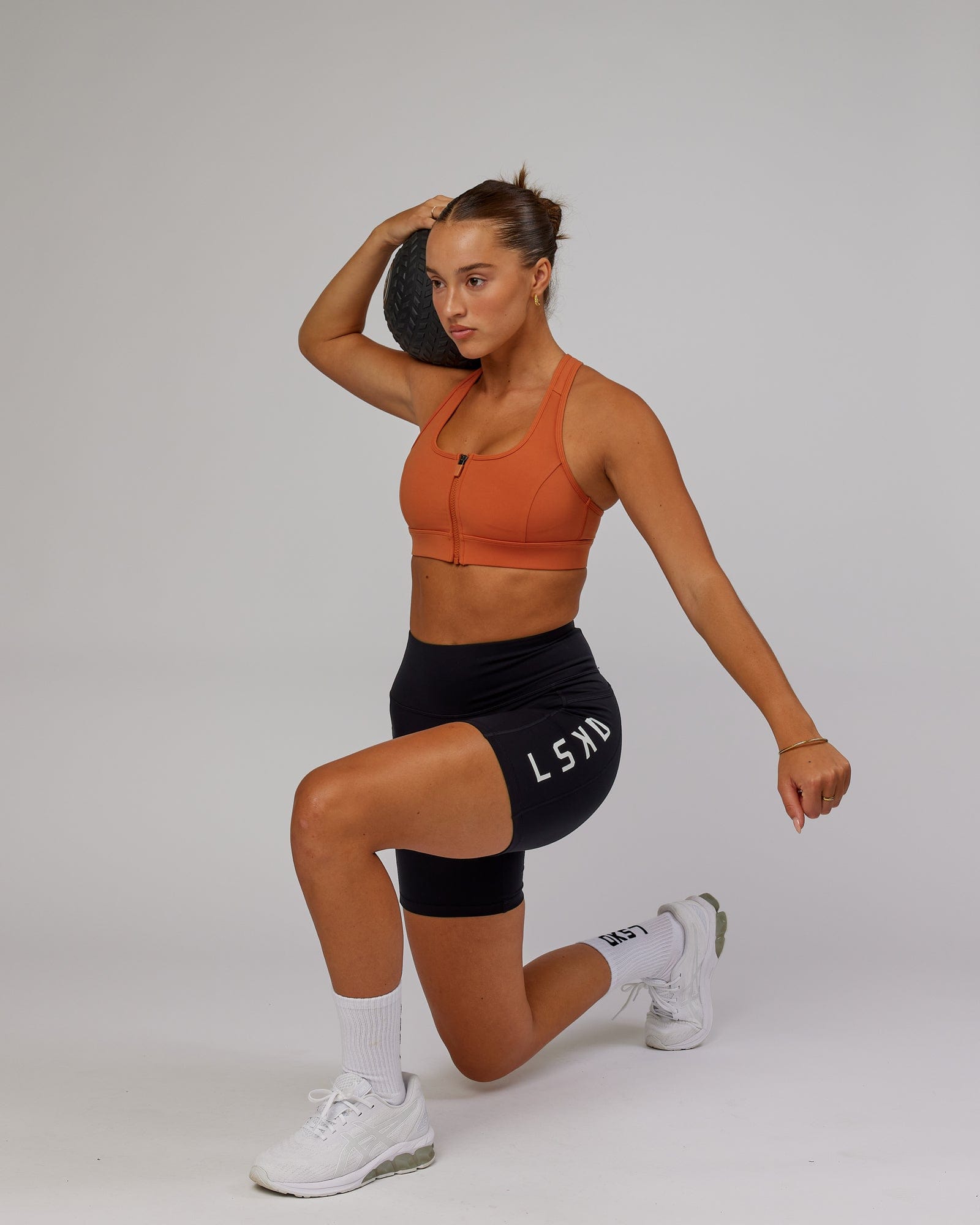 Model wearing Sprint Sports Bra - Auburn
