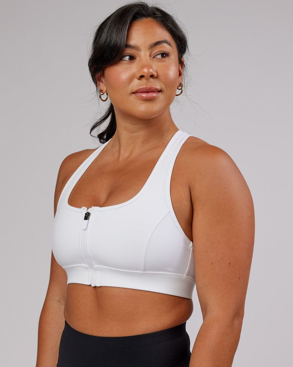 Model wearing Sprint Sports Bra - White