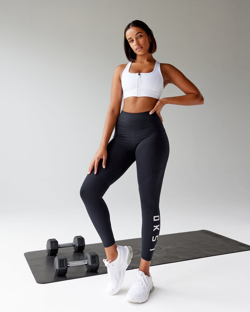 Model wearing Sprint Sports Bra - White