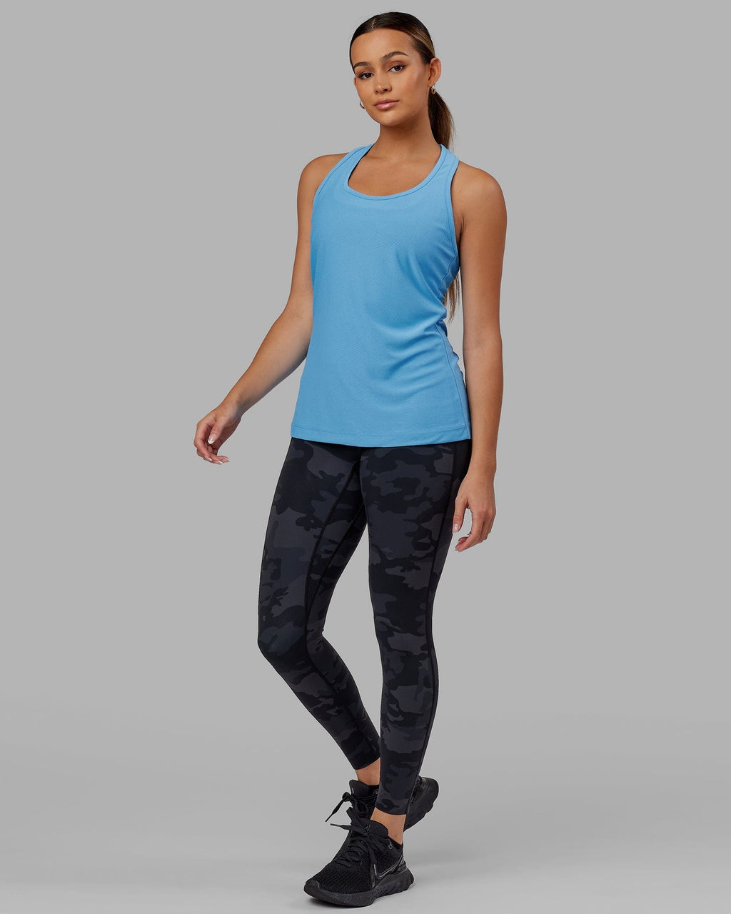 Model wearing Sprint Tank - Azure Blue