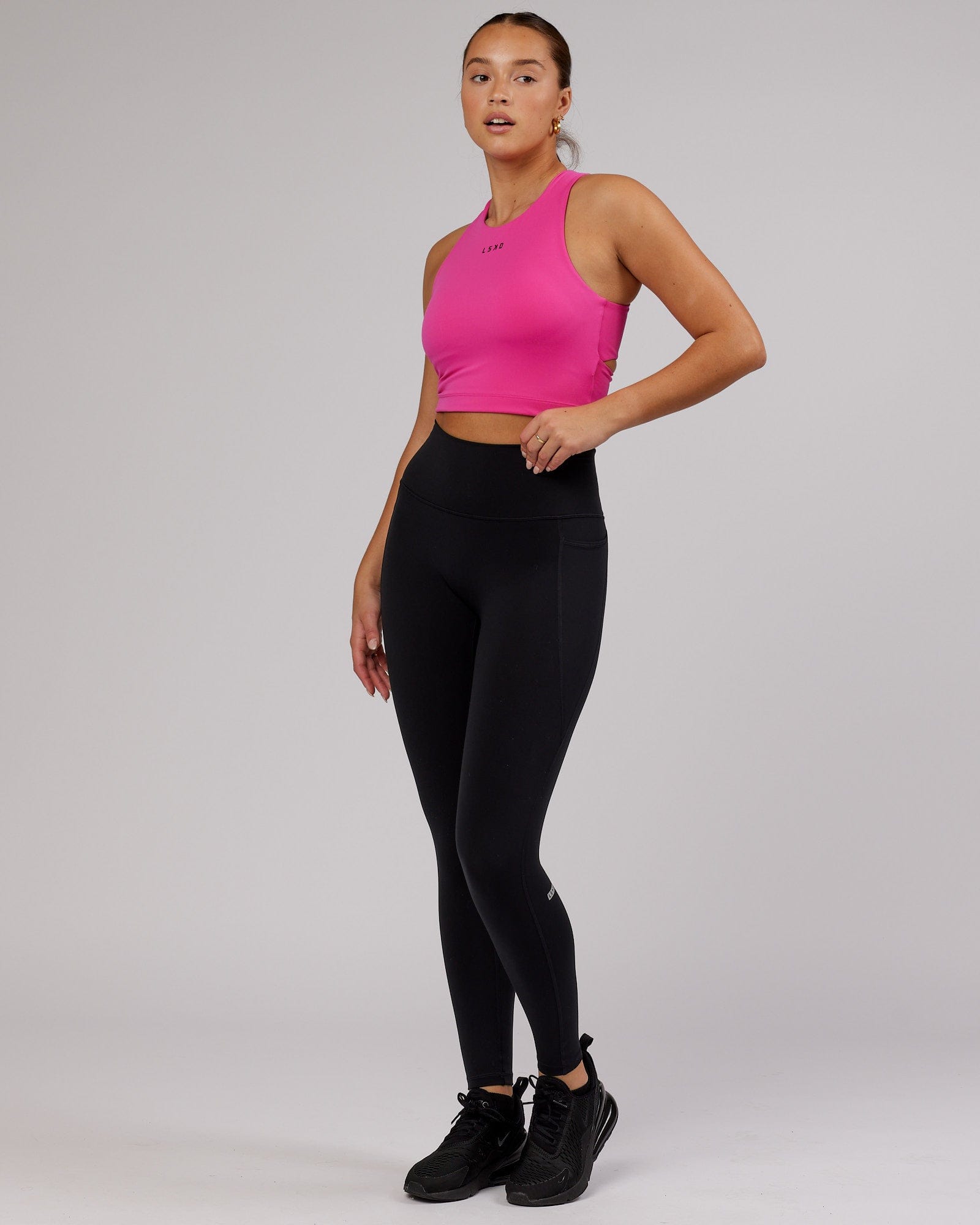 Model wearing Status Shelf Bra Active Tank - Magenta