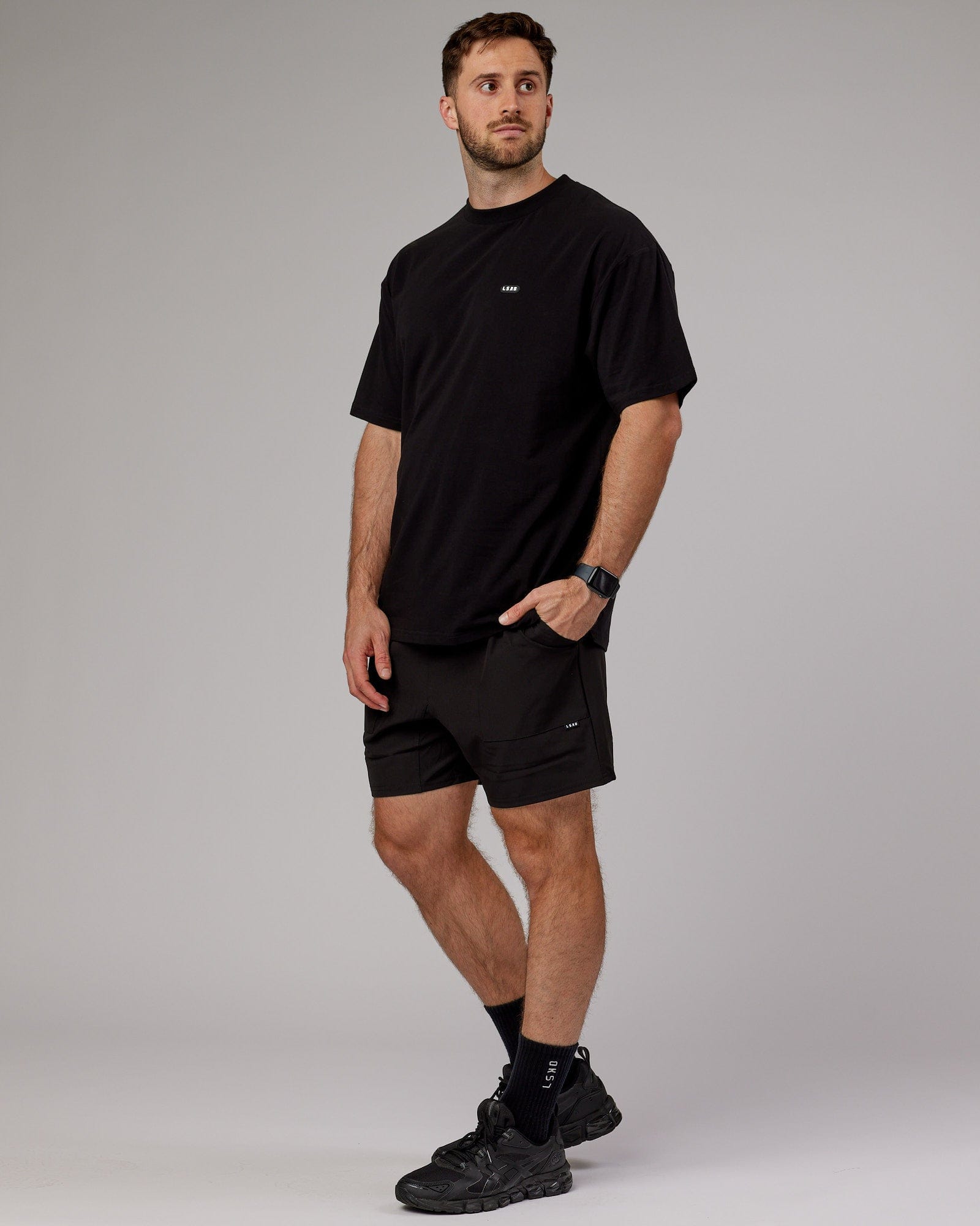 Model wearing Street Tech Short - Black