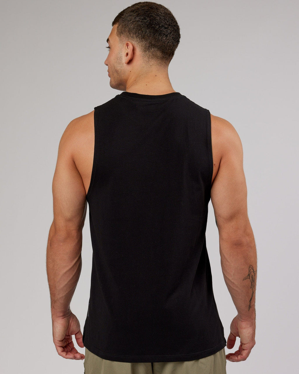 Model wearing Strength FLXCotton Training Fit Tank - Black-White