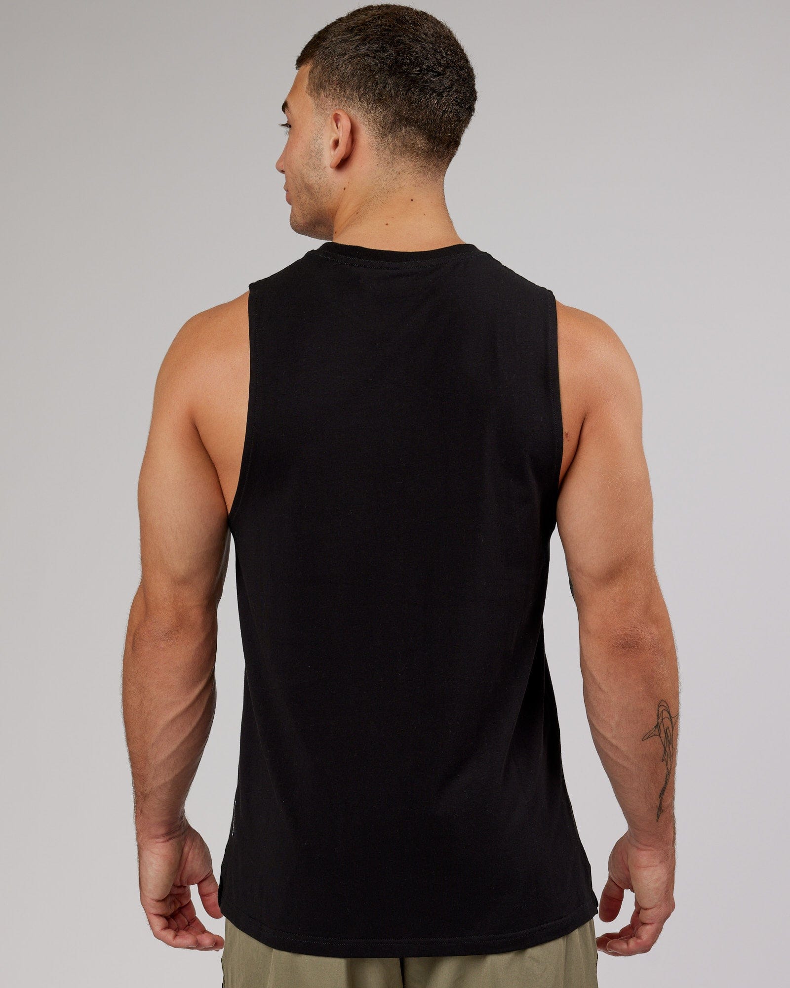 Model wearing Strength FLXCotton Training Fit Tank - Black-White