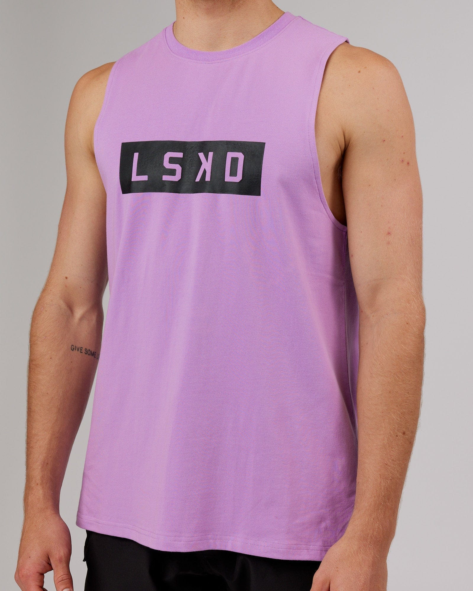 Model wearing Strength FLXCotton Training Fit Tank - Lilac