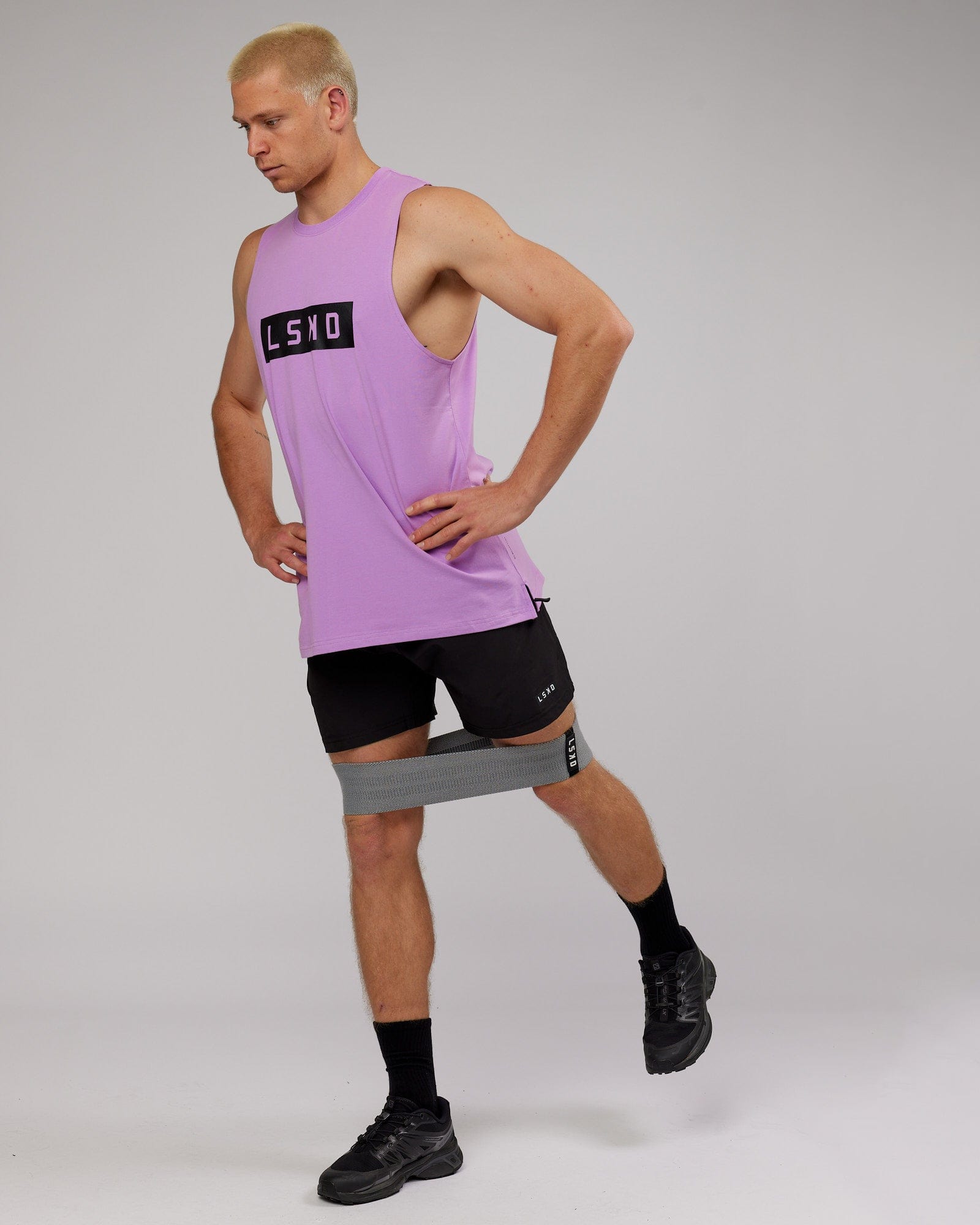Model wearing Strength FLXCotton Training Fit Tank - Lilac