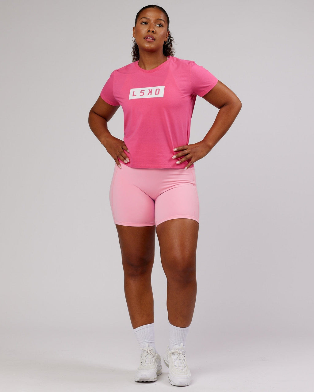 Model wearing Strength FLXCotton Tee - Flamingo