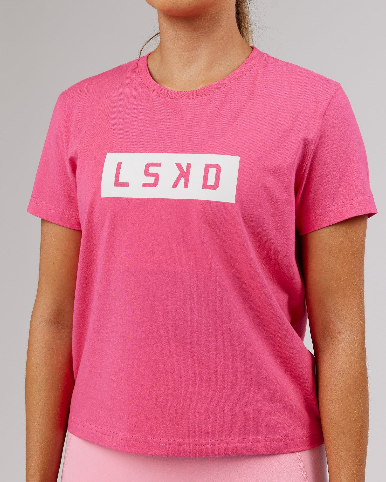 Model wearing Strength FLXCotton Tee - Flamingo