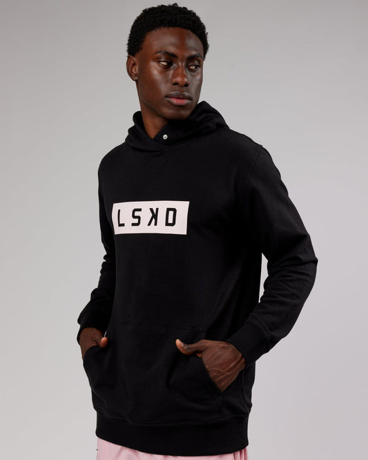 Model wearing Strength FLXFleece Hoodie - Black-Pink