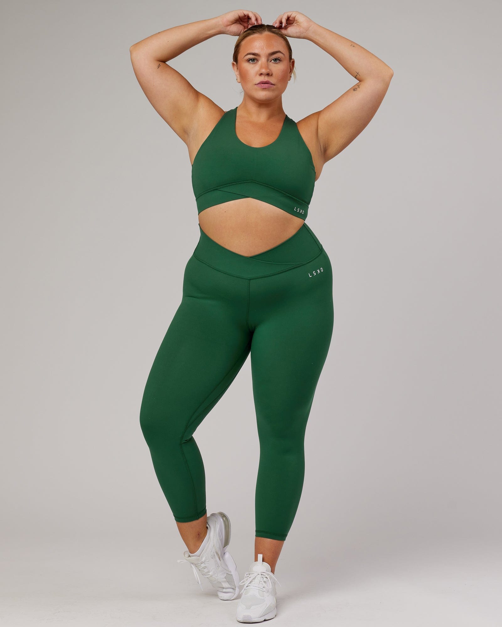 Model wearing Strike 7/8 Length Tight - Pineneedle