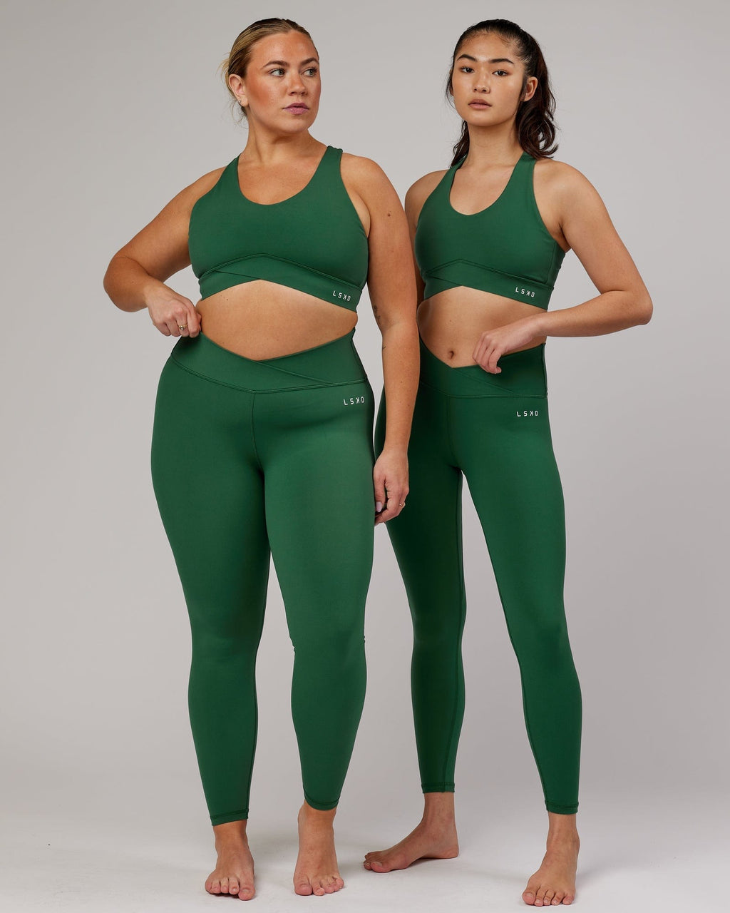 Model wearing Strike Full Length Tight - Pineneedle