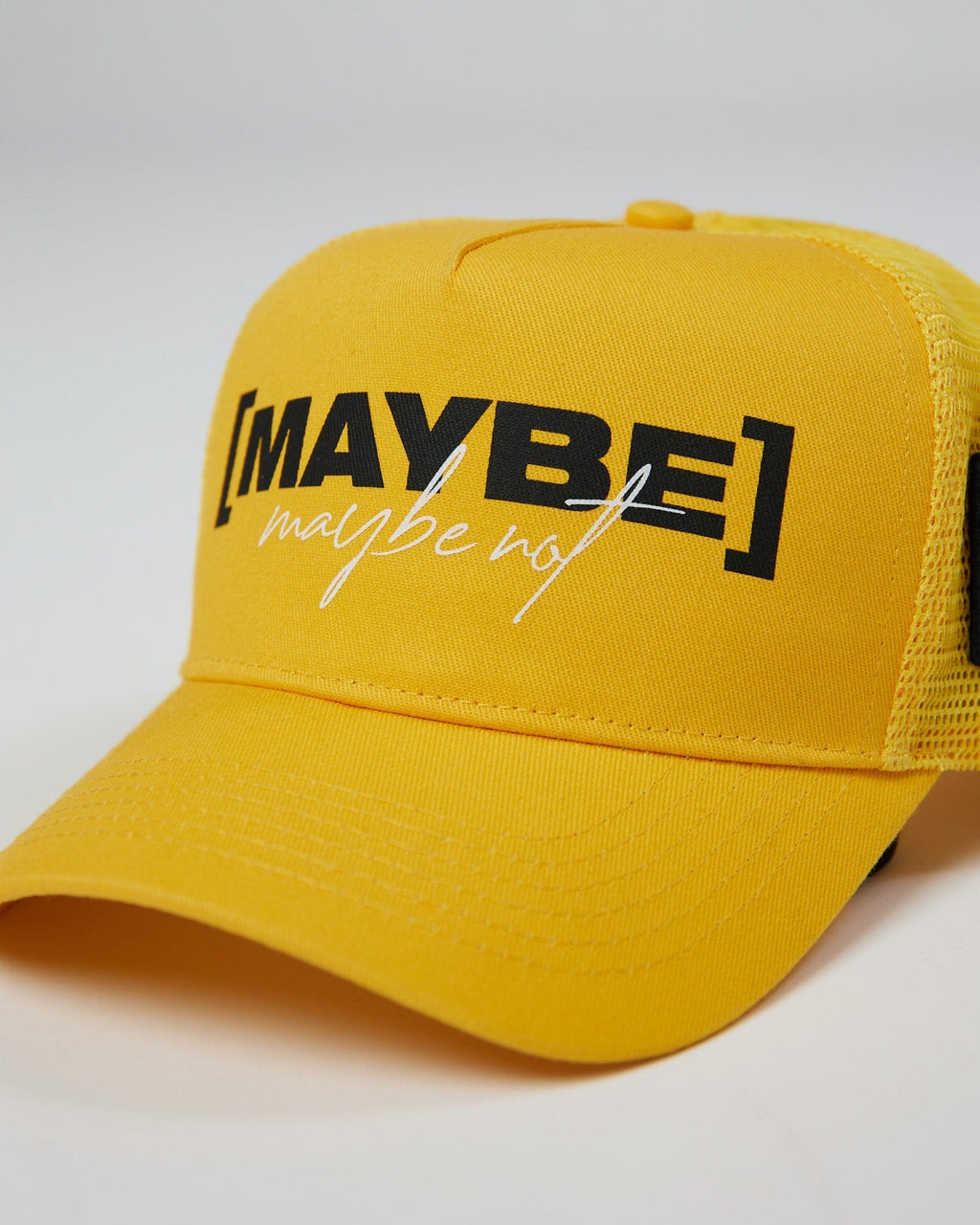 Model wearing TOBK Trucker Hat - Yellow