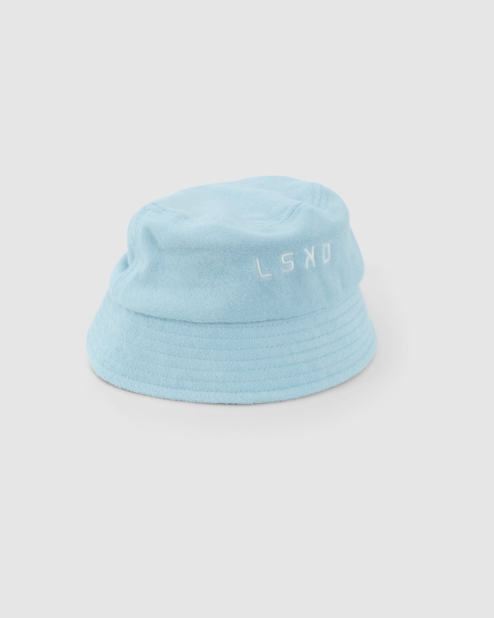 Model wearing Kids Field Bucket Hat - Blue