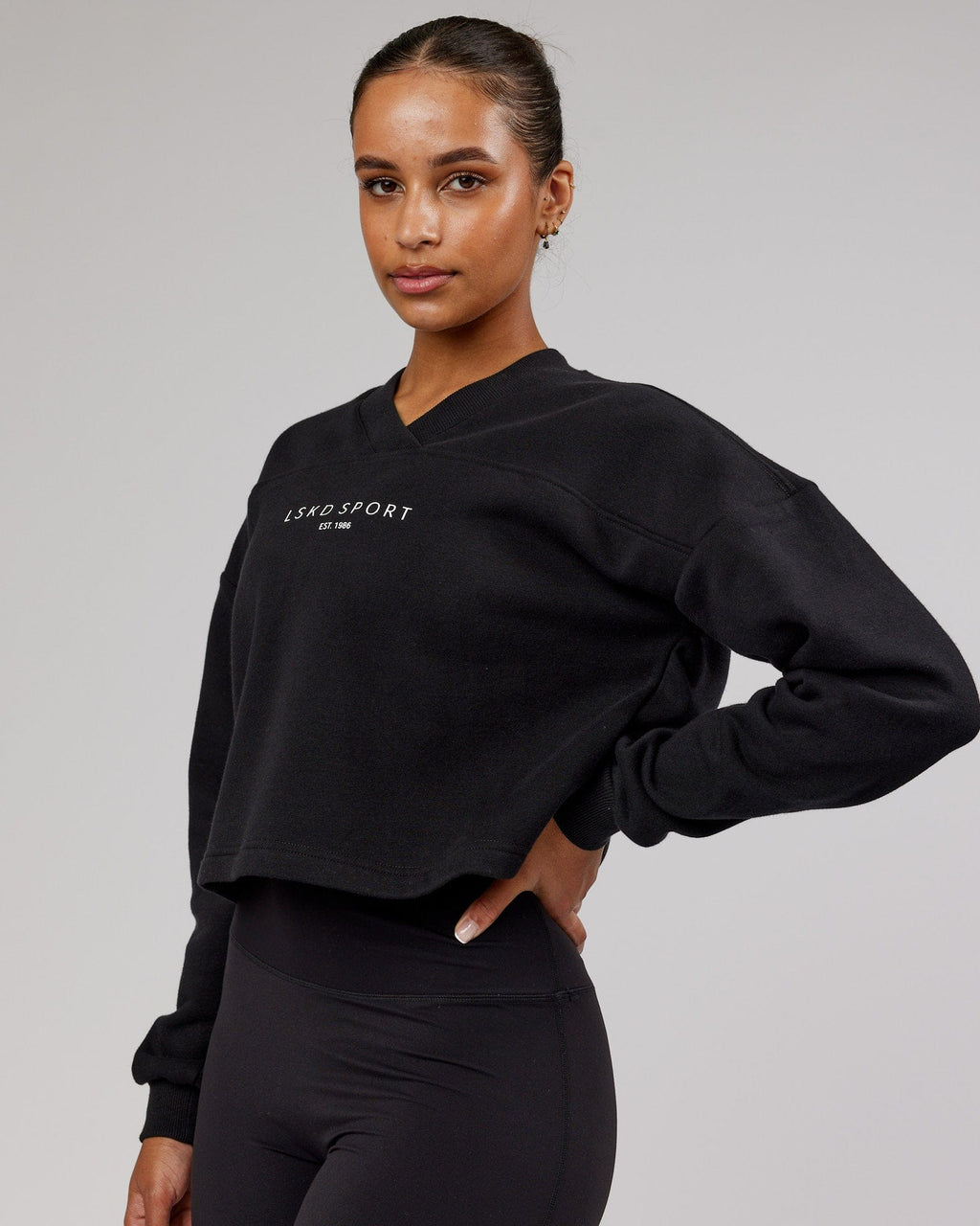 Model wearing Touchdown Sweater - Black